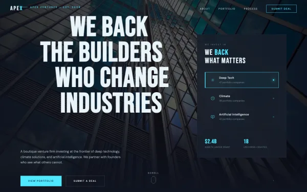 APEX — We Back the Builders Who Change Industries