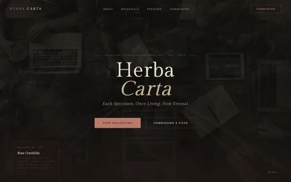 HERBA CARTA — Botanical Preservation Atelier Landing Page